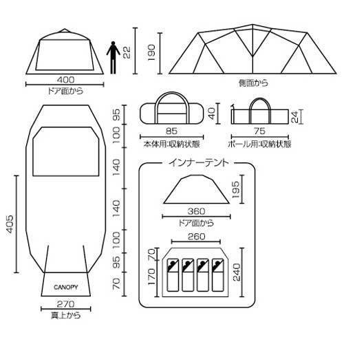 旧モデルコールマン ウェザーマスターワイド2ルームコクーンⅡ、1